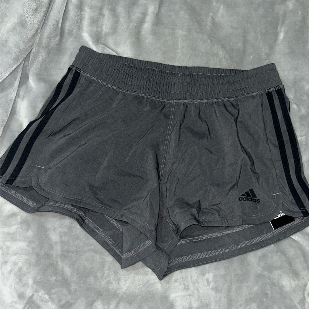 Grey Adidas climate shorts with 3 black stripes BRAND NEW WITH TAGS!